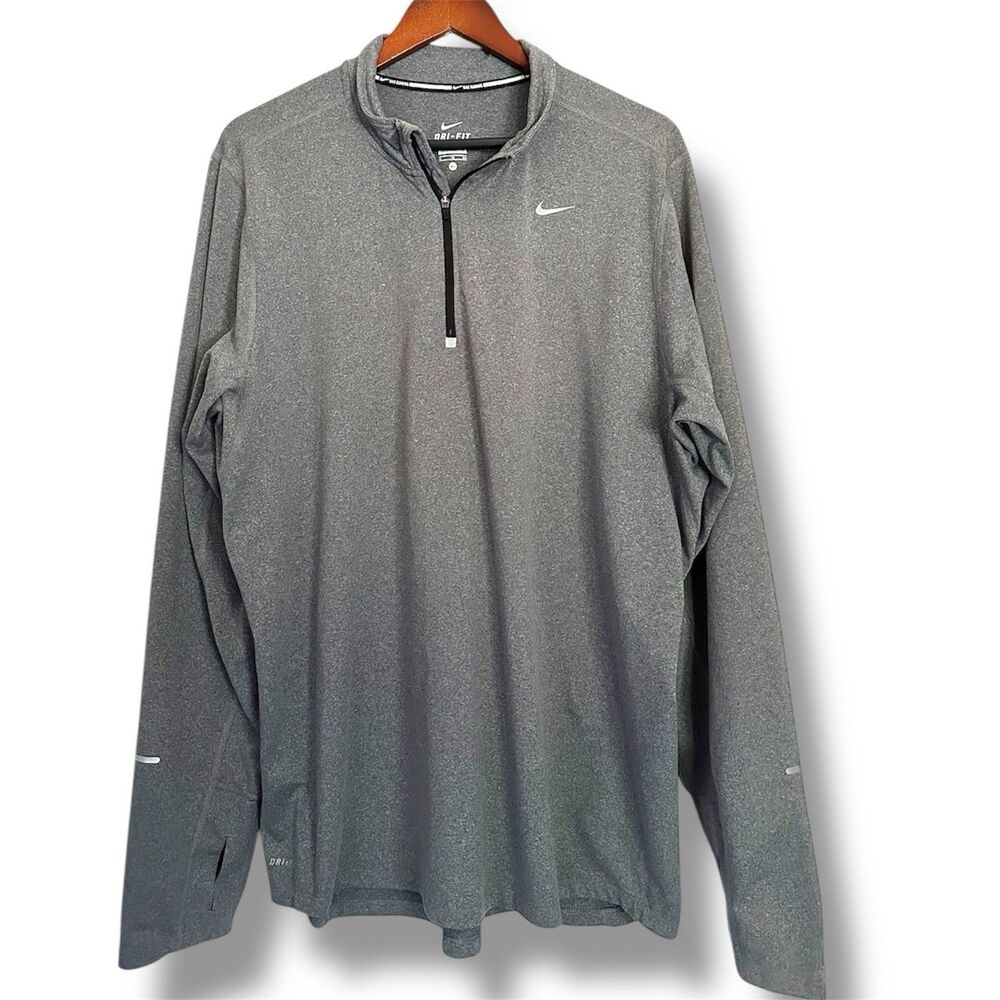 Nike Dri Fit Element Running Top 1/4 Zip Pullover Shirt Gray Mens Sz XL